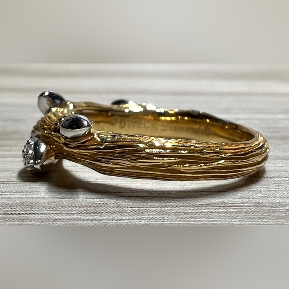 Stephen Dweck Diamonds Sterling Silver/Gold Vermeil Fortuna Twig Ring, Size 8 - Picture 2 of 11